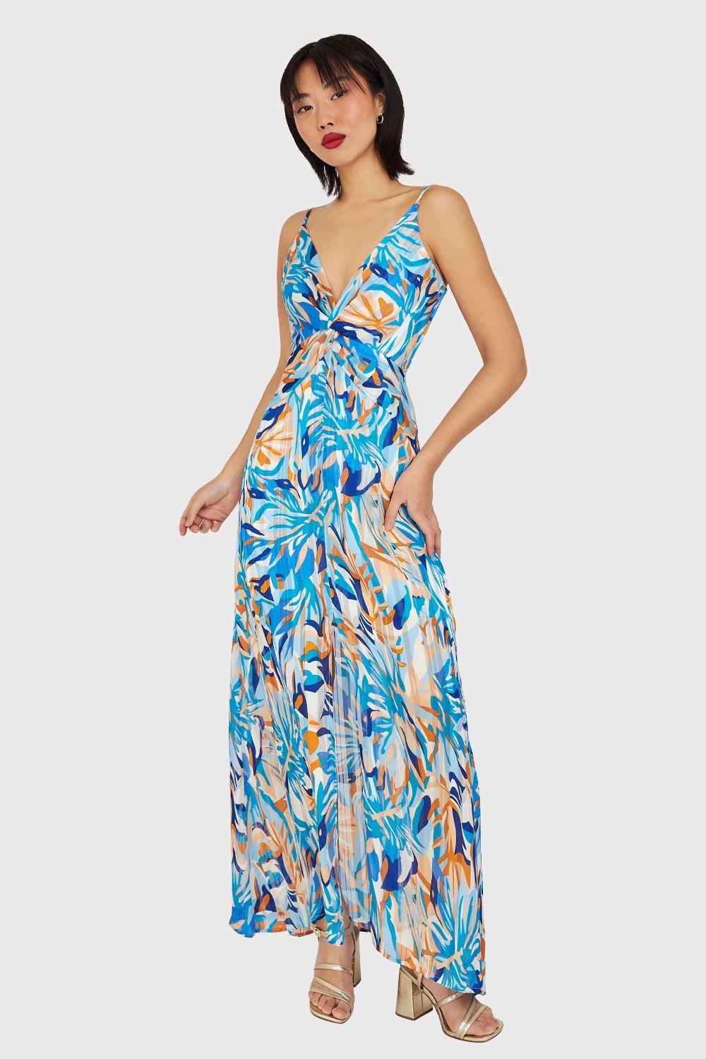 Vestido Escote V profundo Celeste Nicopoly-0