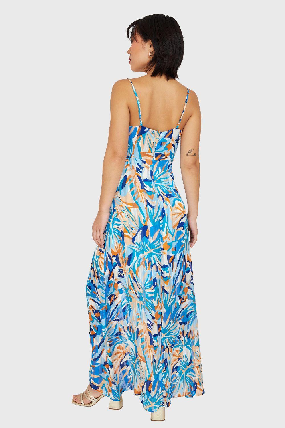 Vestido Escote V profundo Celeste Nicopoly-3