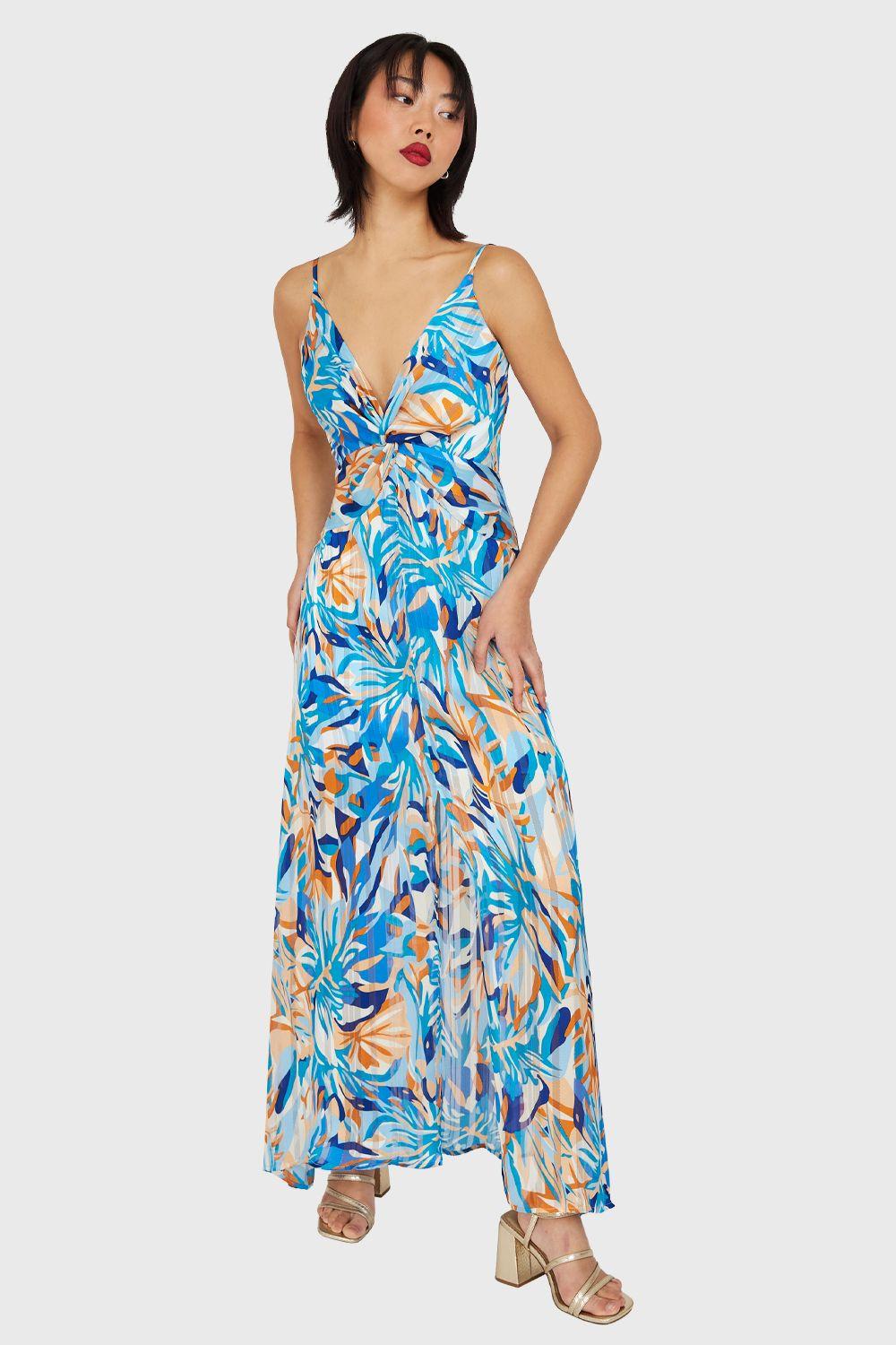 Vestido Escote V profundo Celeste Nicopoly-4