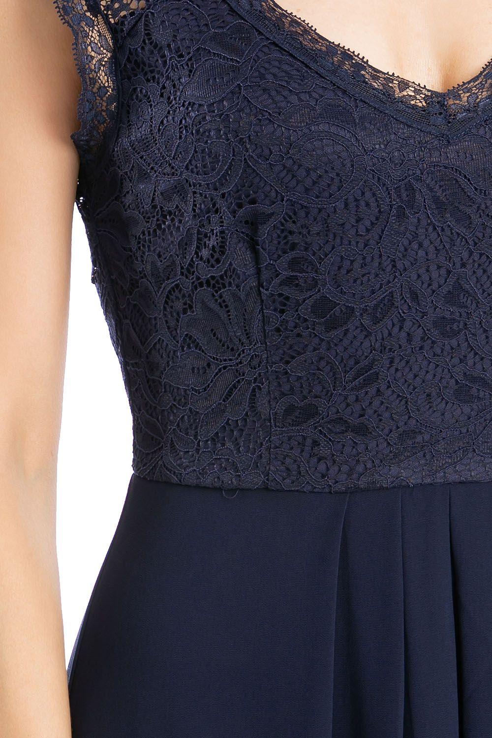 Vestido Fiesta Canesú Encaje Azul Nicopoly-3
