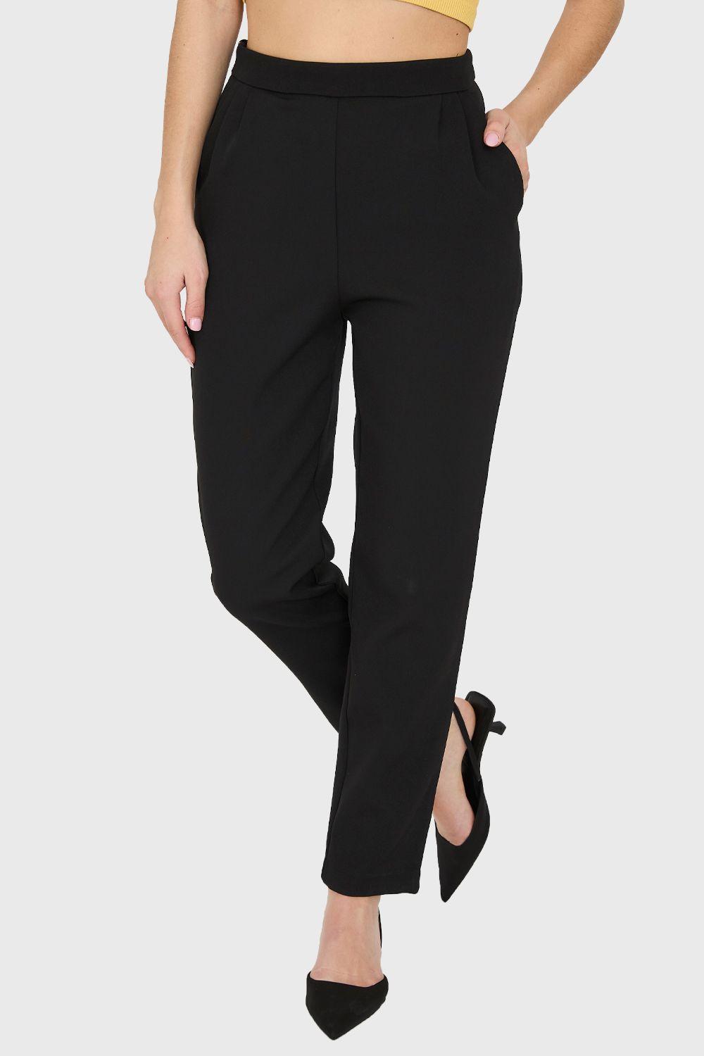 Pantalón Tiro Alto Básico Negro Nicopoly-0