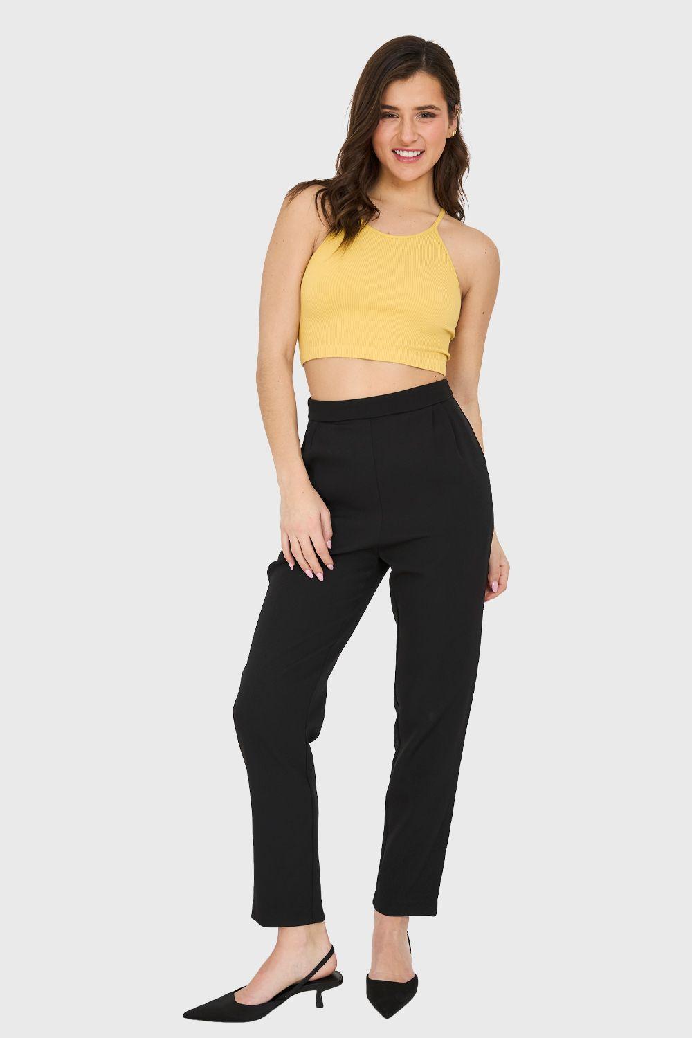 Pantalón Tiro Alto Básico Negro Nicopoly-1