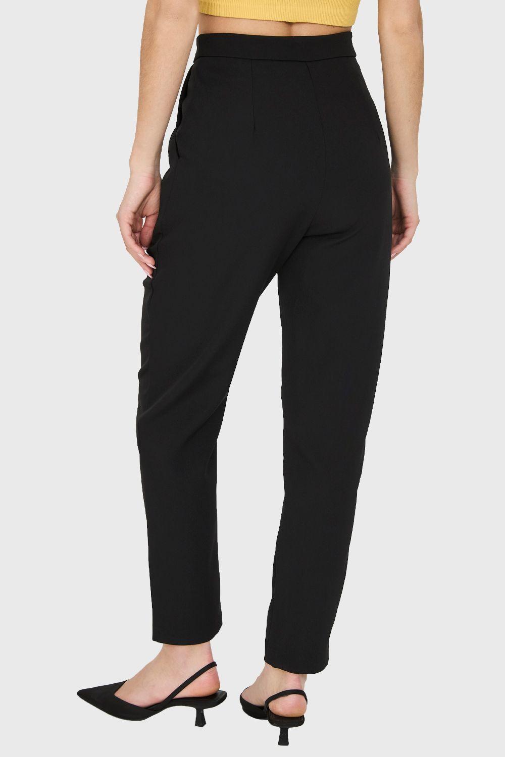 Pantalón Tiro Alto Básico Negro Nicopoly-3