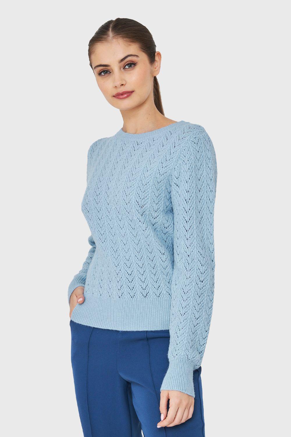 Sweater Punto Fantasía Lurex Celeste Nicopoly-2