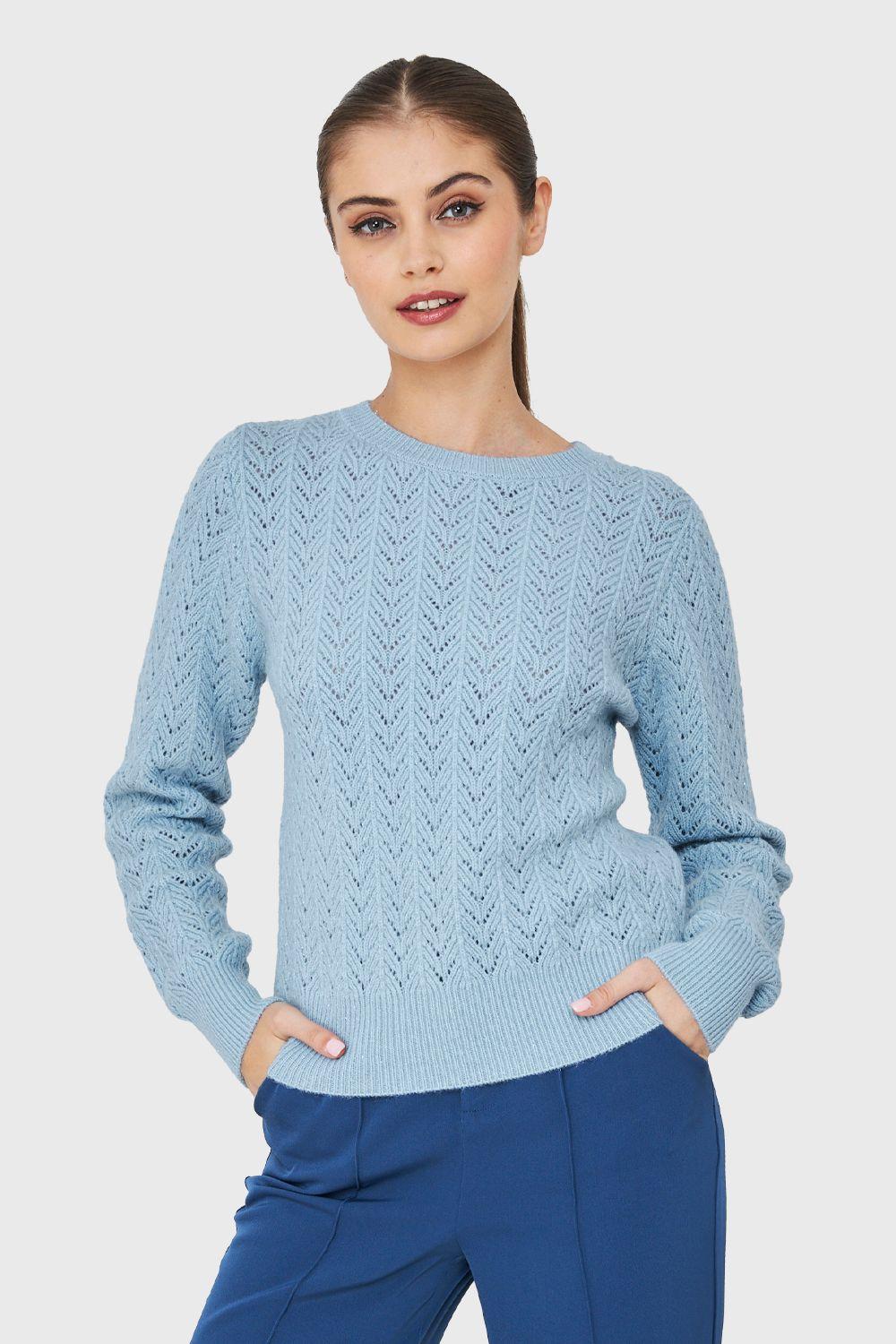 Sweater Punto Fantasía Lurex Celeste Nicopoly-4