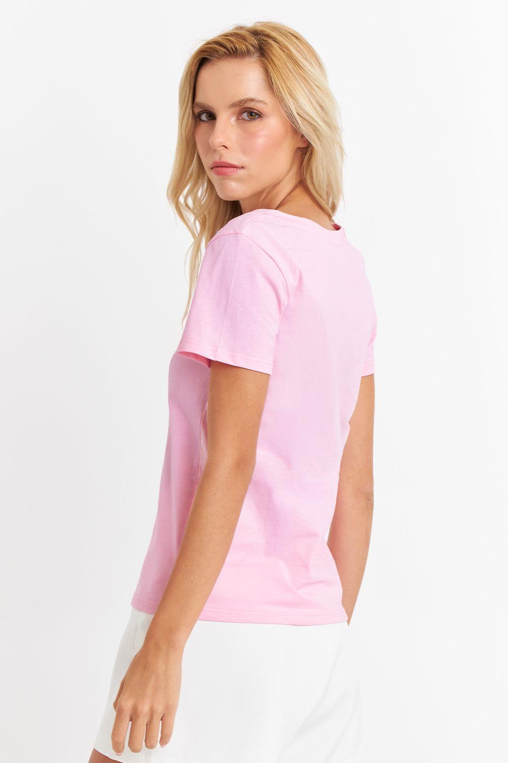 Polera Escote en V Básica Rosado Nicopoly-3