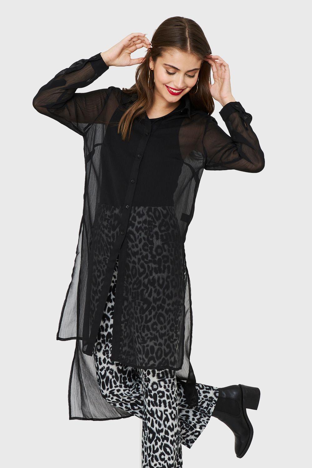 Blusa Larga Transparente Negro Nicopoly-2