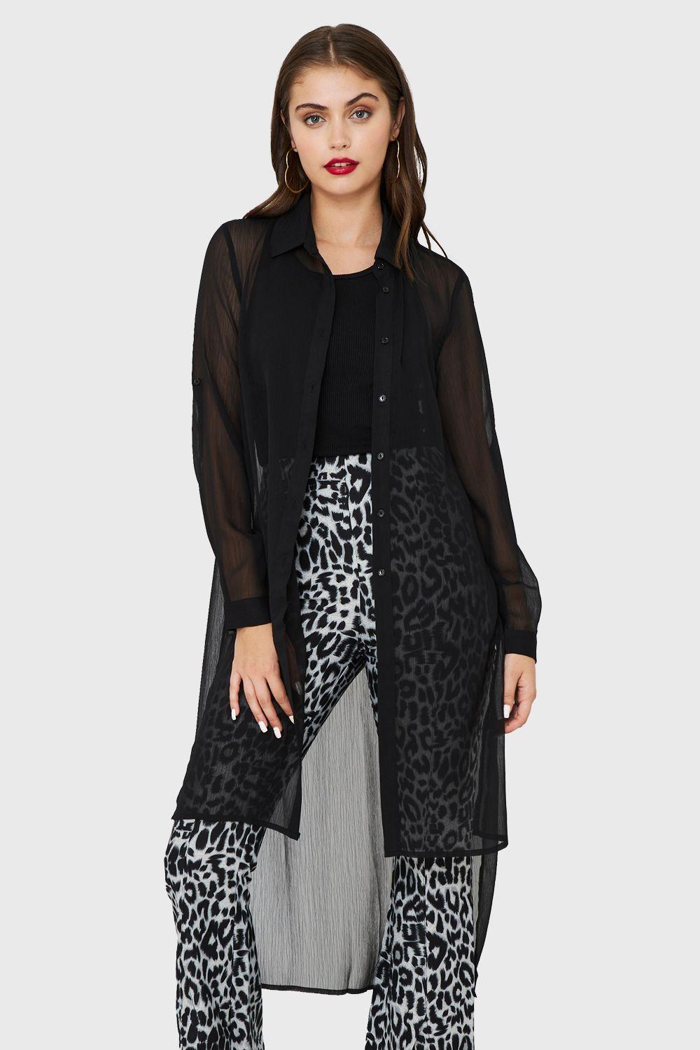 Blusa Larga Transparente Negro Nicopoly-0