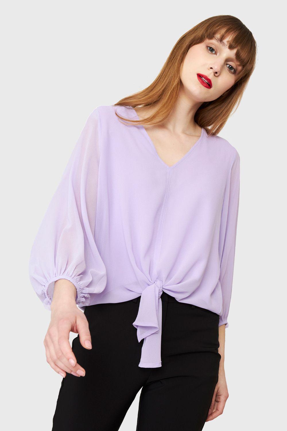 Blusa Básica Nudo Lila Nicopoly-4