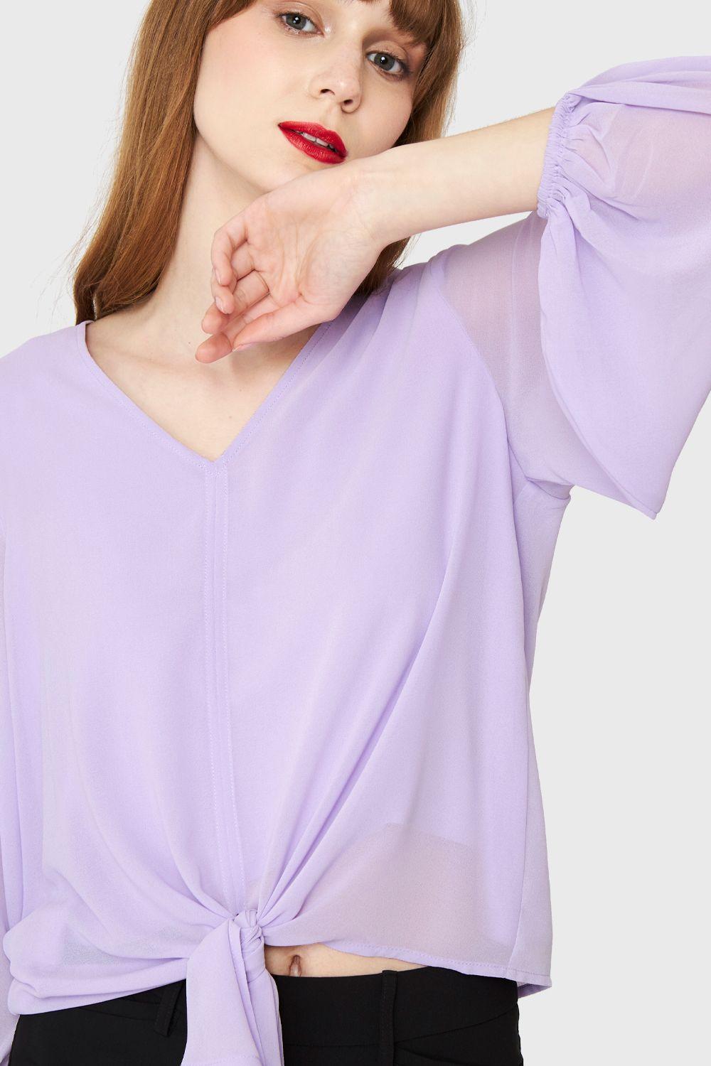 Blusa Básica Nudo Lila Nicopoly-5