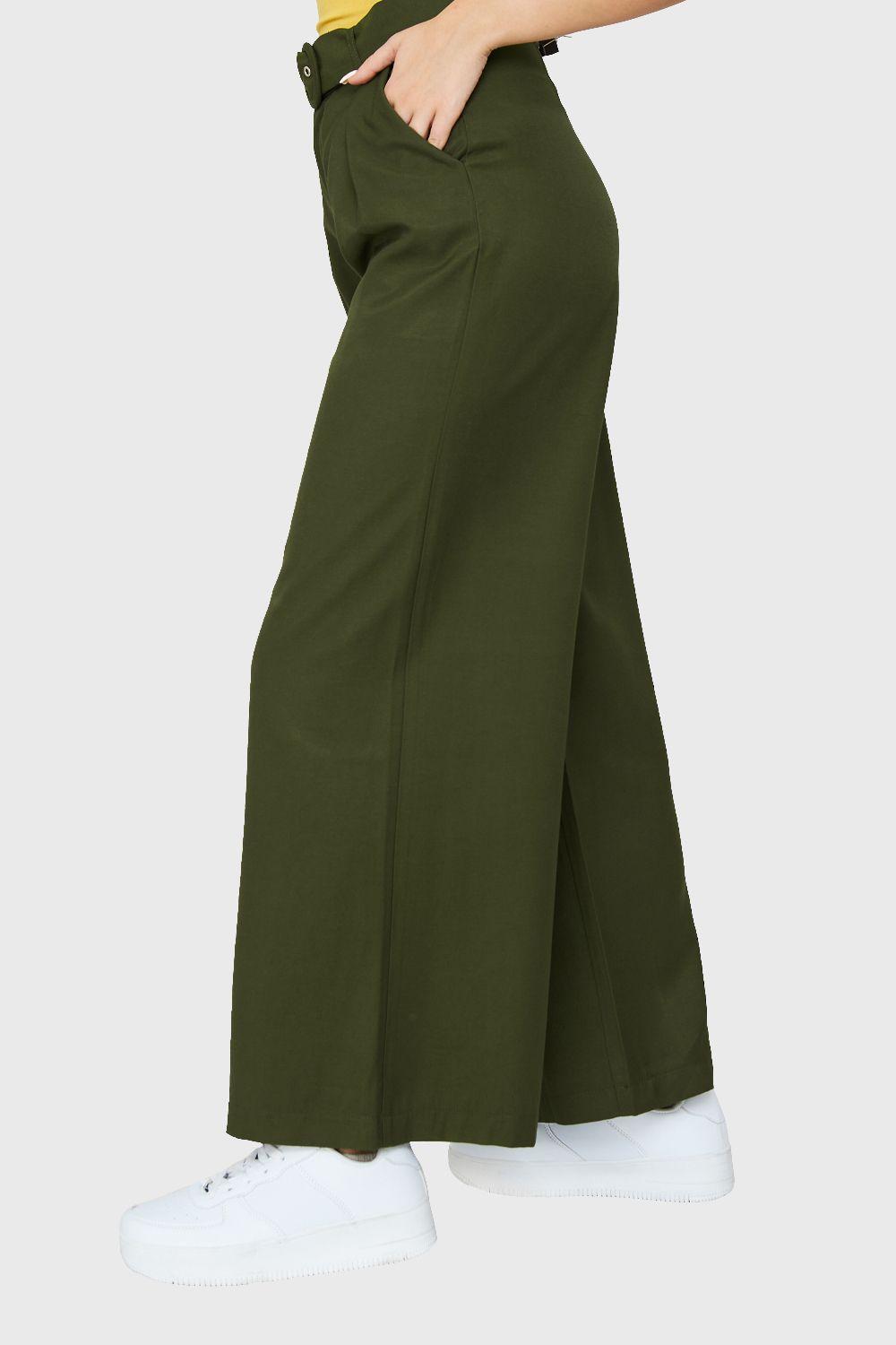 Pantalón Palazzo Hebilla Oliva Nicopoly-2