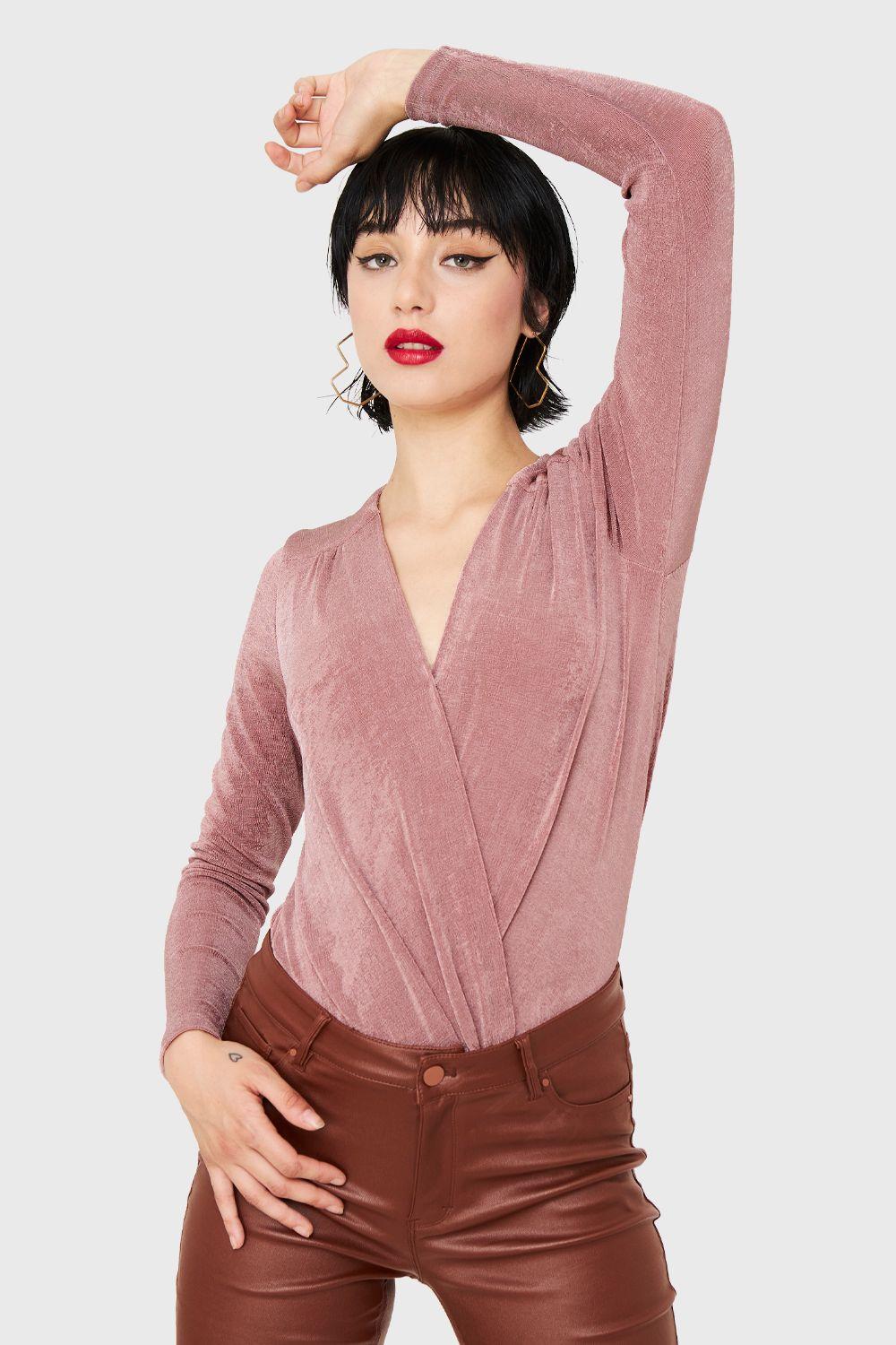 Body Escote Cruzado Elasticado Malva Nicopoly-4