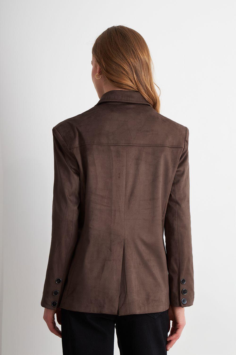 Blazer Oversize Tipo Gamuza Café Nicopoly-3