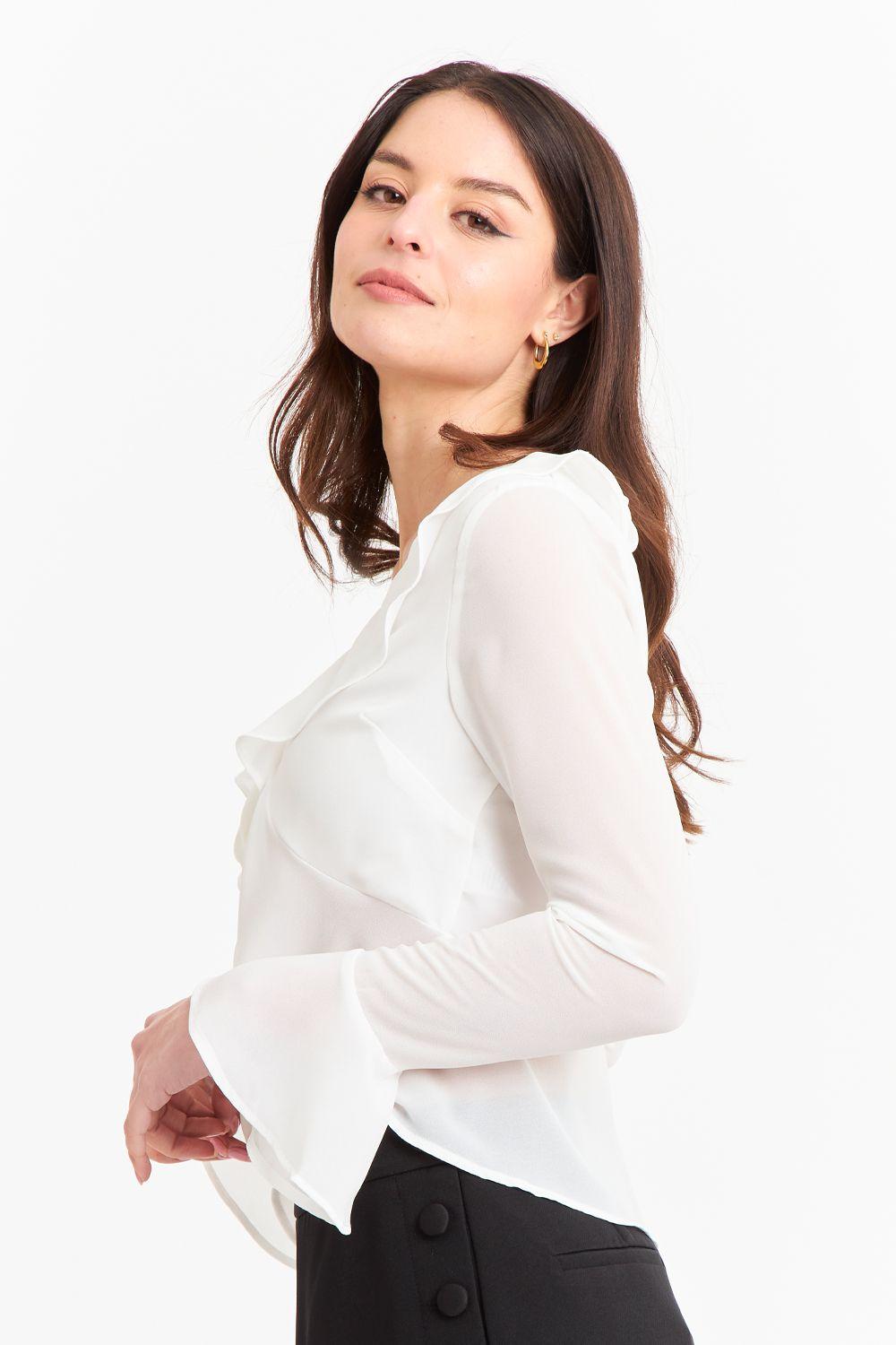 Blusa Vuelos Manga Larga Blanco-2