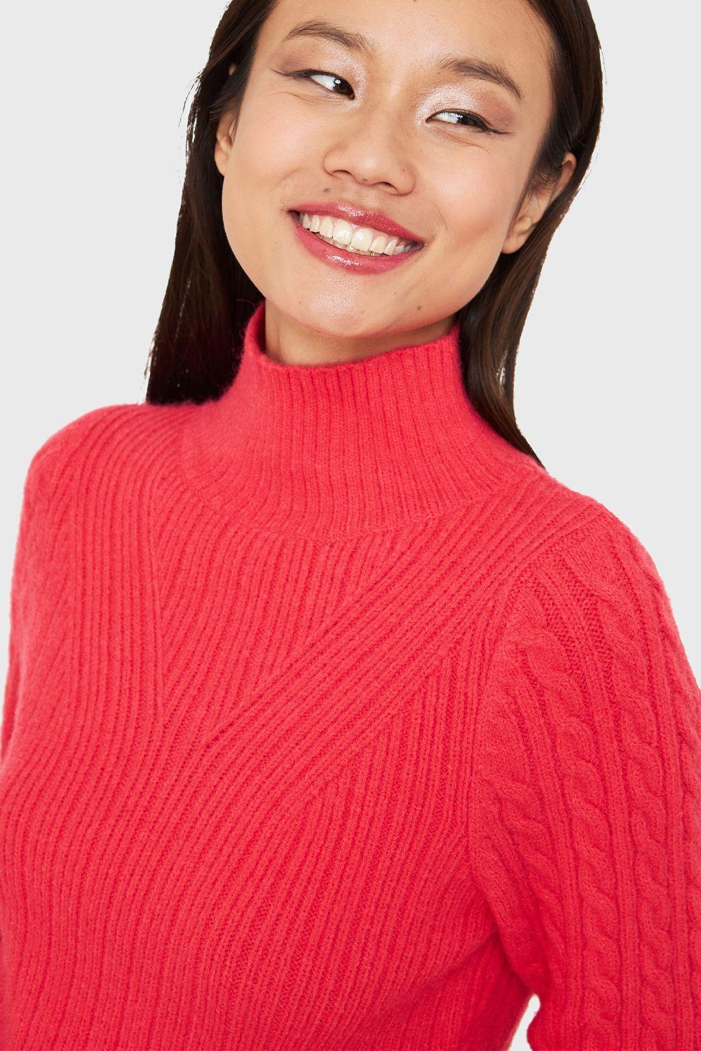 Sweater Crop Cuello Alto Coral Nicopoly-5