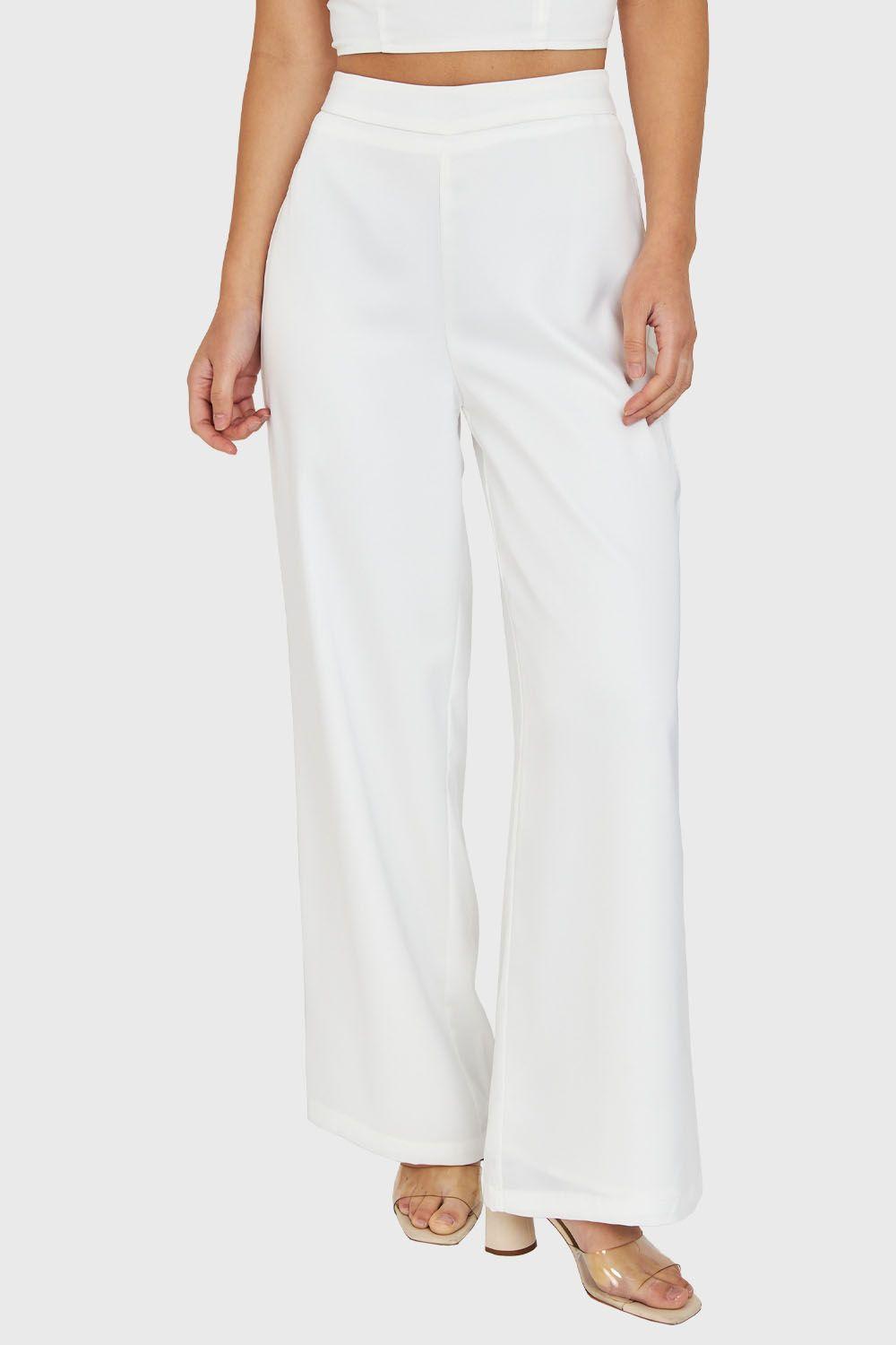 Pantalón Tipo Satín Blanco Nicopoly-4