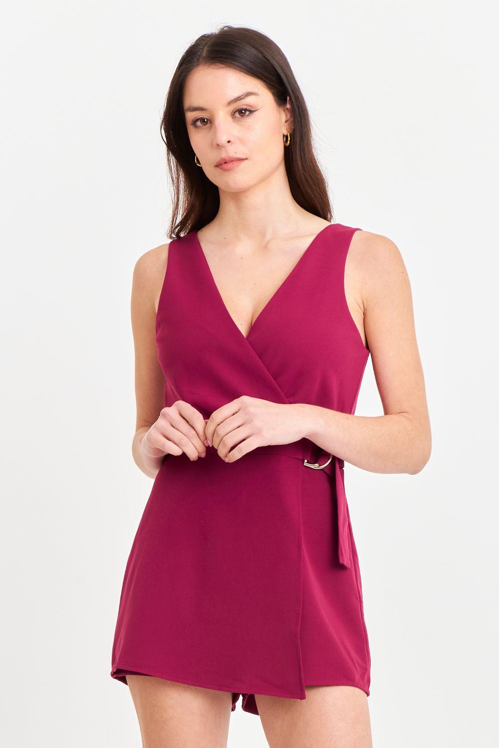 Enterito Escote Cruzado Burdeo Nicopoly-4