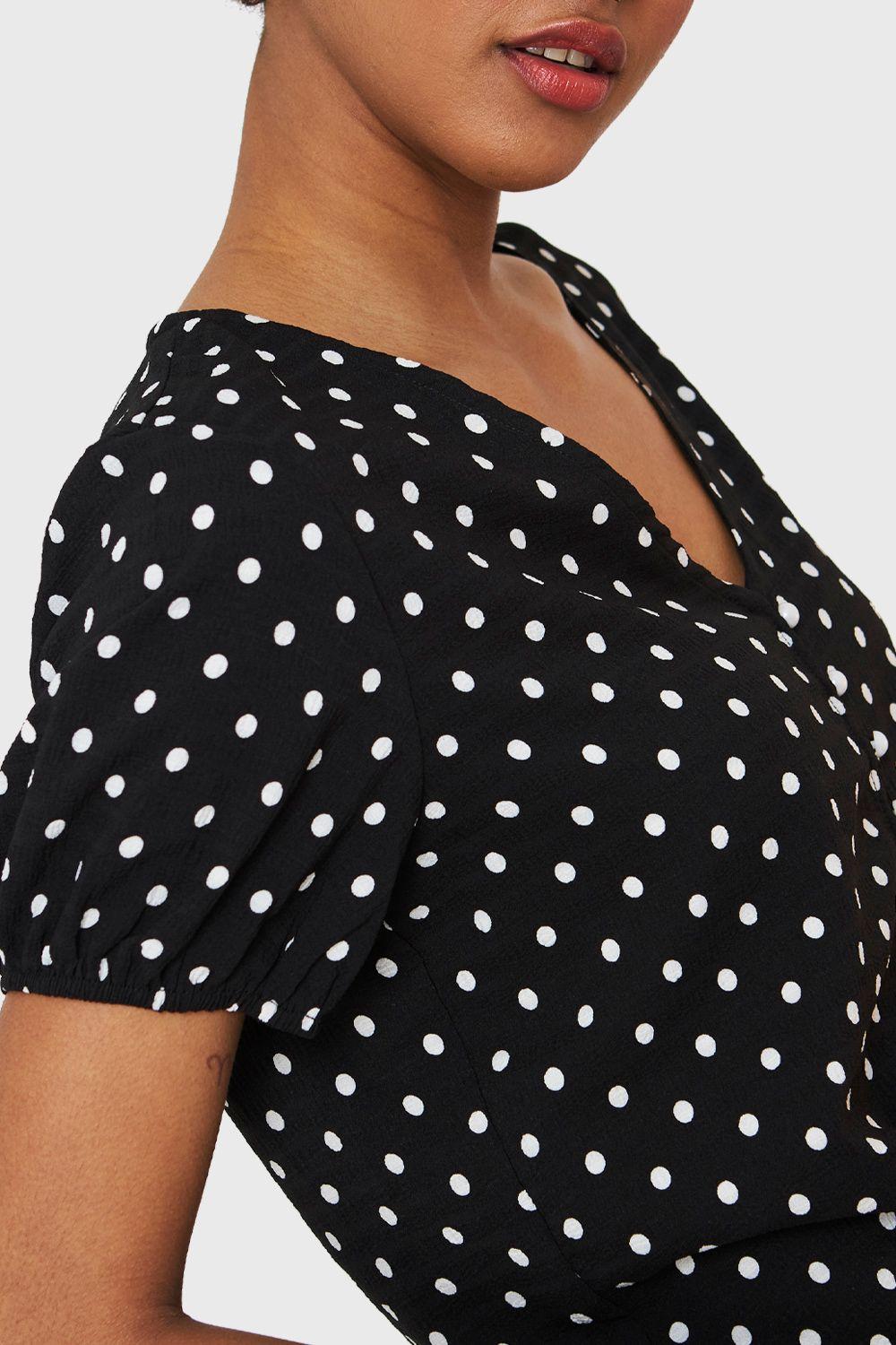 Blusa Lunares Y Nudo Negro Nicopoly-5