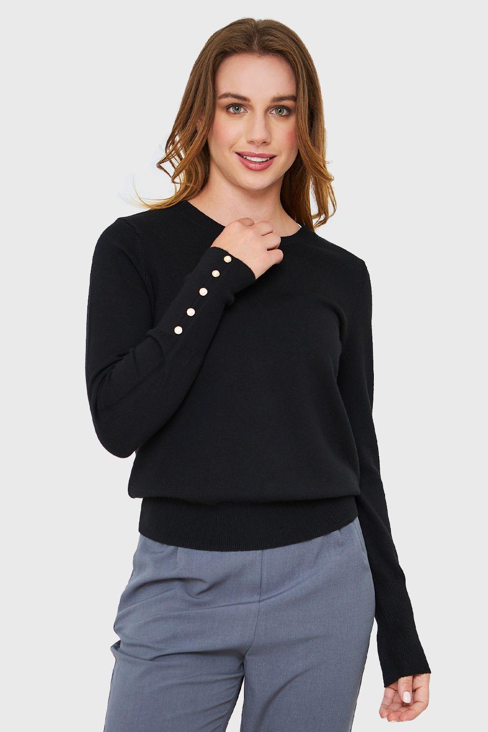 Sweater Detalle Perla Negro Nicopoly-4