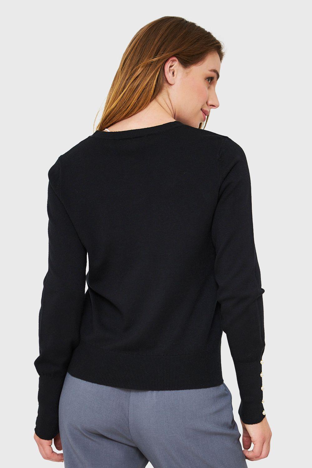 Sweater Detalle Perla Negro Nicopoly-3
