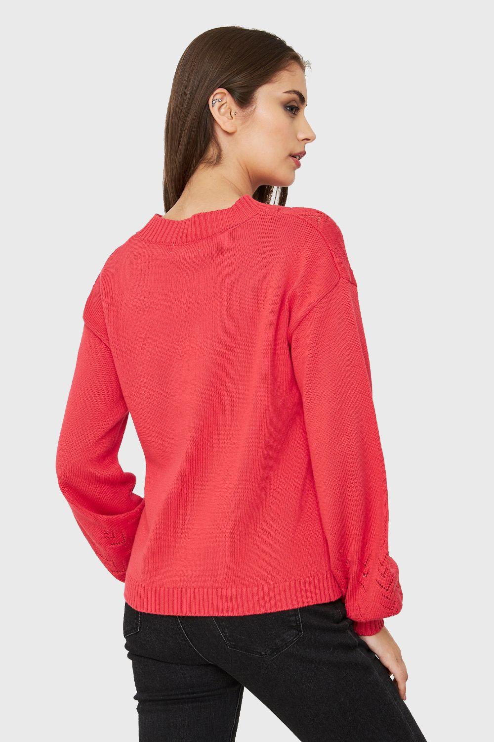 Sweater Tipo Hilo Manga Globo Coral Nicopoly-3