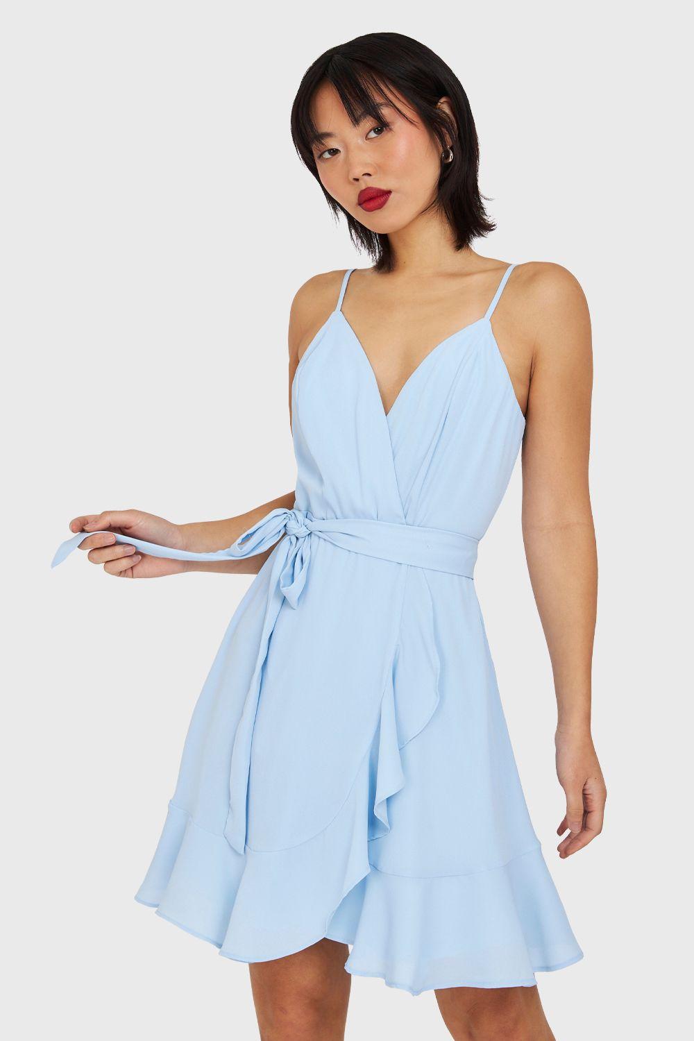 Vestido Corto Tulipán Celeste Nicopoly-0