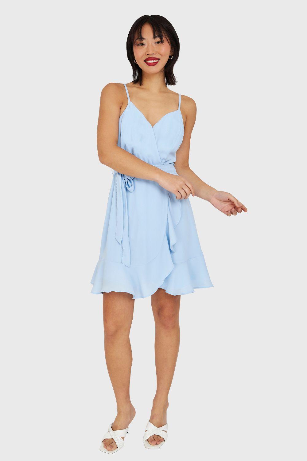 Vestido Corto Tulipán Celeste Nicopoly-1