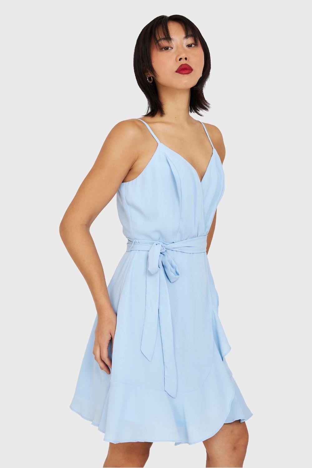 Vestido Corto Tulipán Celeste Nicopoly-2