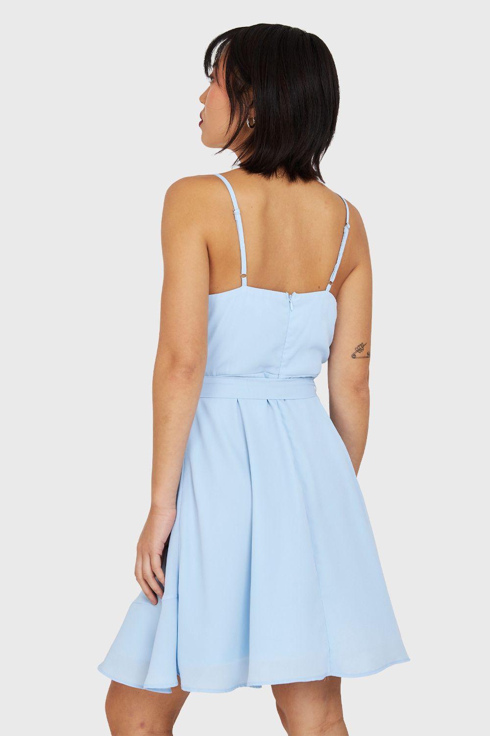 Vestido Corto Tulipán Celeste Nicopoly-3