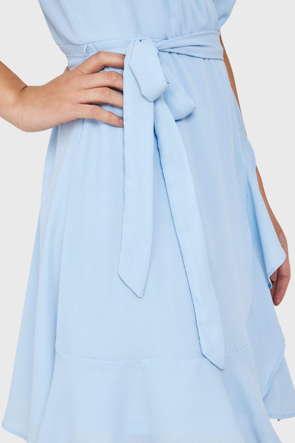 Vestido Corto Tulipán Celeste Nicopoly-5