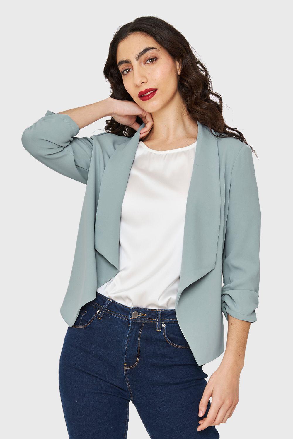 Blazer Solapa Manga 3/4 Celeste Nicopoly-0