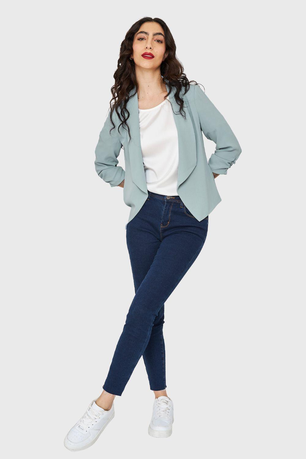 Blazer Solapa Manga 3/4 Celeste Nicopoly-1