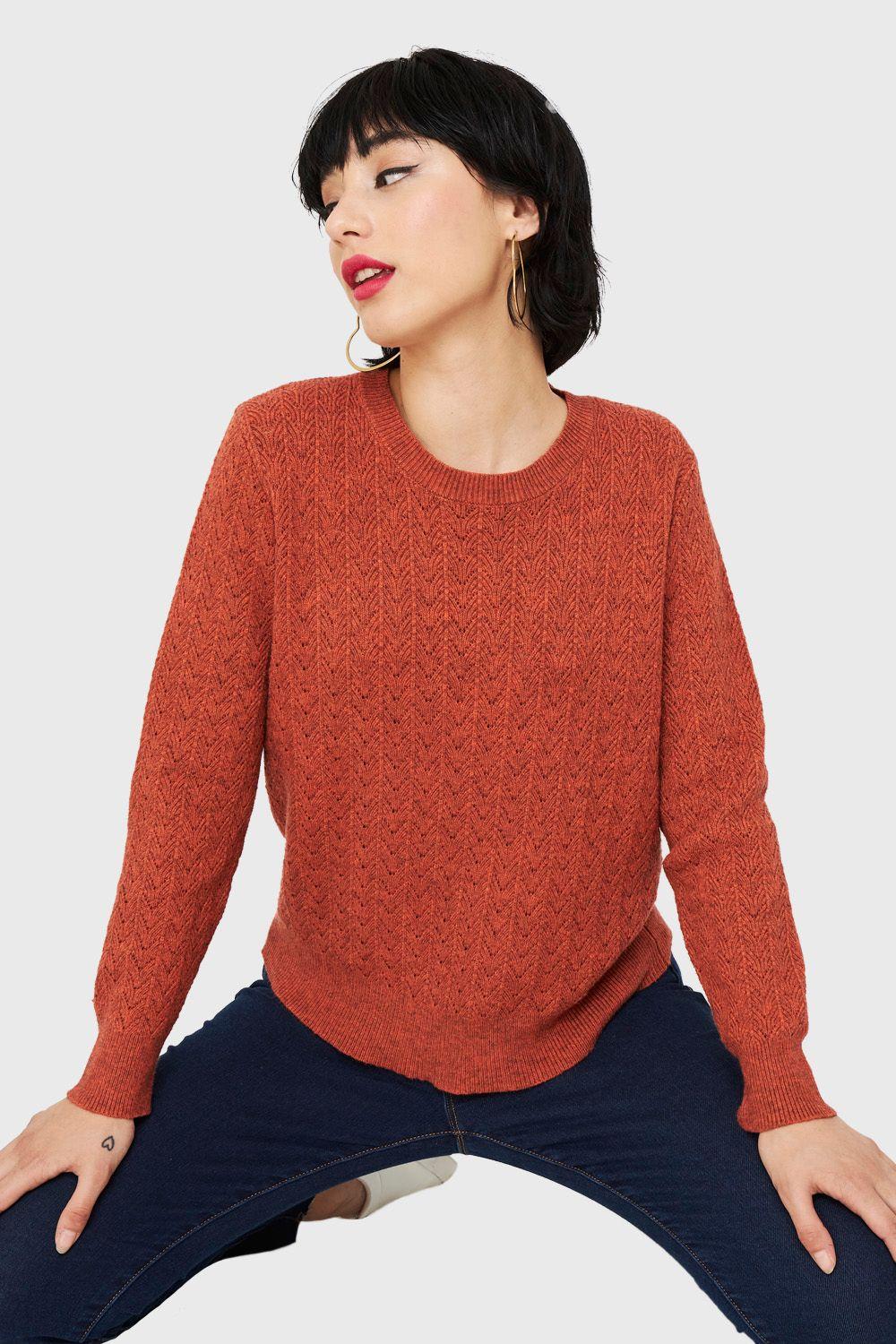 Sweater Punto Fantasía Naranja Nicopoly-0