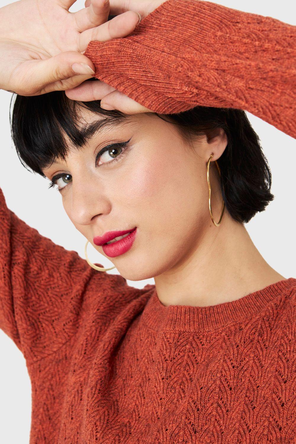 Sweater Punto Fantasía Naranja Nicopoly-5
