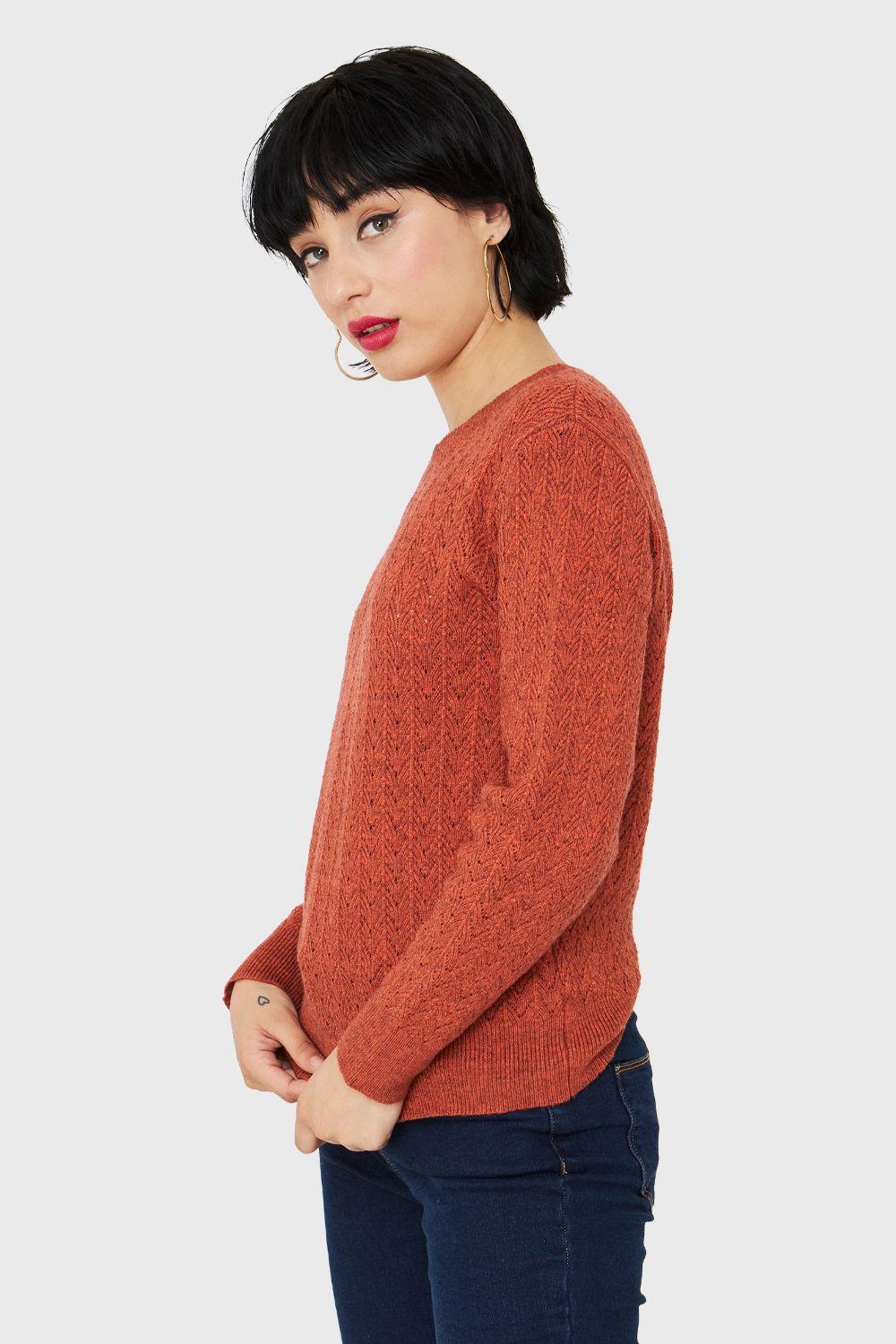 Sweater Punto Fantasía Naranja Nicopoly-2