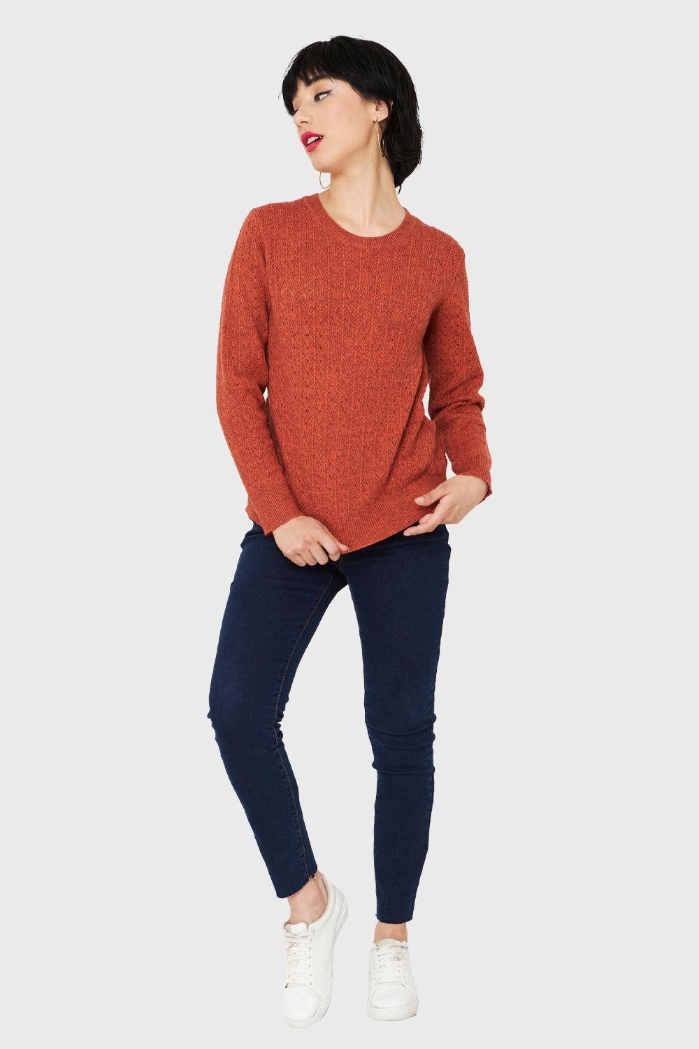 Sweater Punto Fantasía Naranja Nicopoly-1