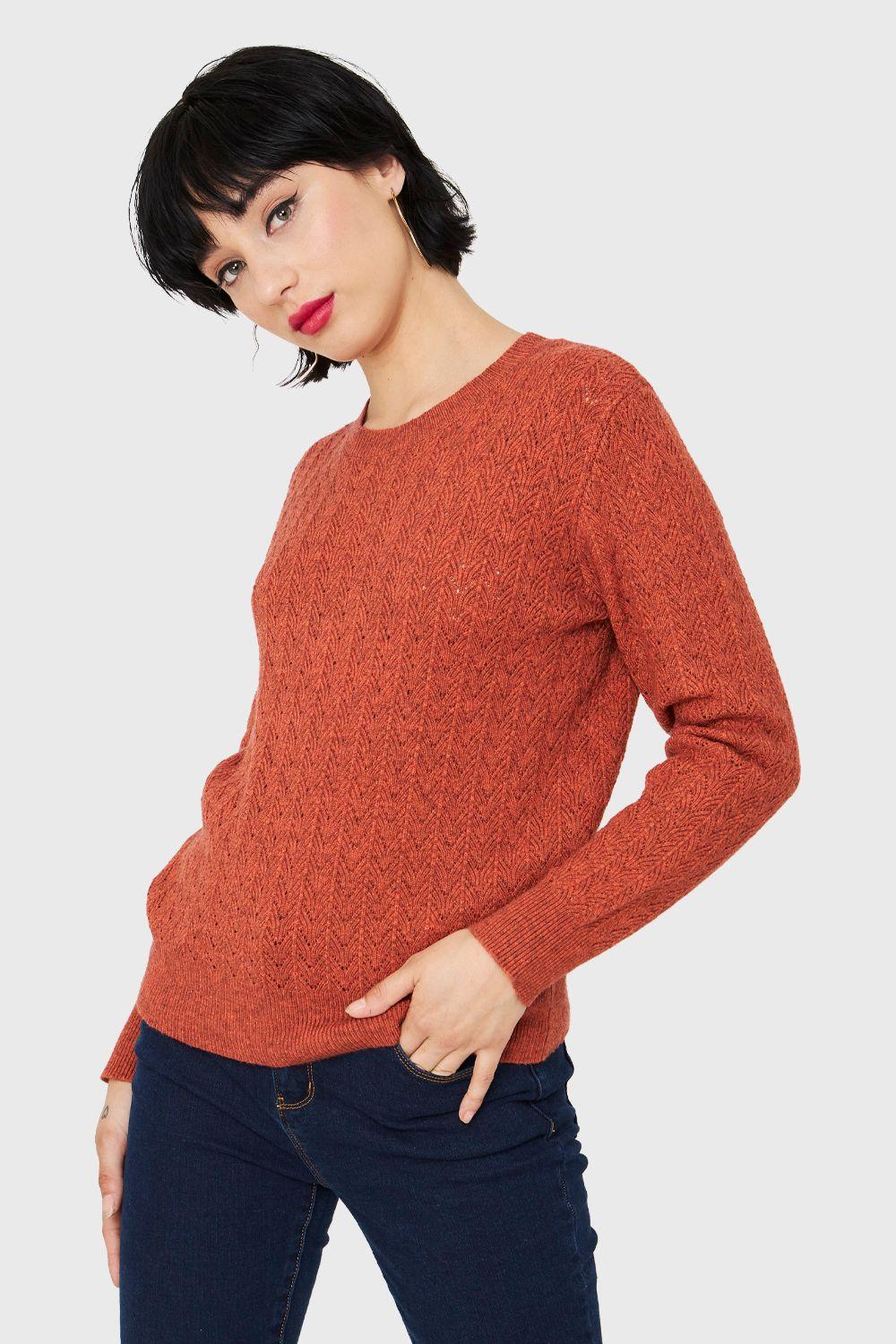 Sweater Punto Fantasía Naranja Nicopoly-4
