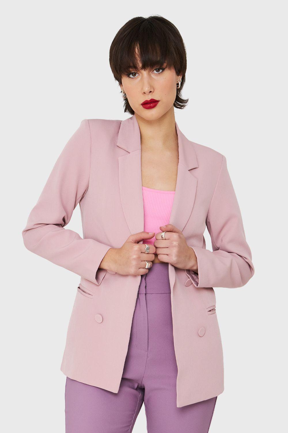 Blazer Botones Decorativos Palo Rosa Nicopoly-4