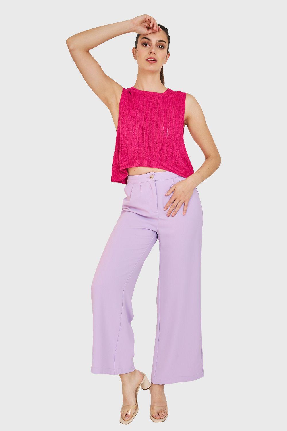 Polera Tipo Tejida Lazos Espalda Fucsia Nicopoly-1