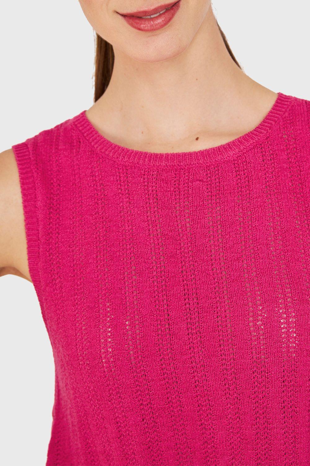 Polera Tipo Tejida Lazos Espalda Fucsia Nicopoly-5