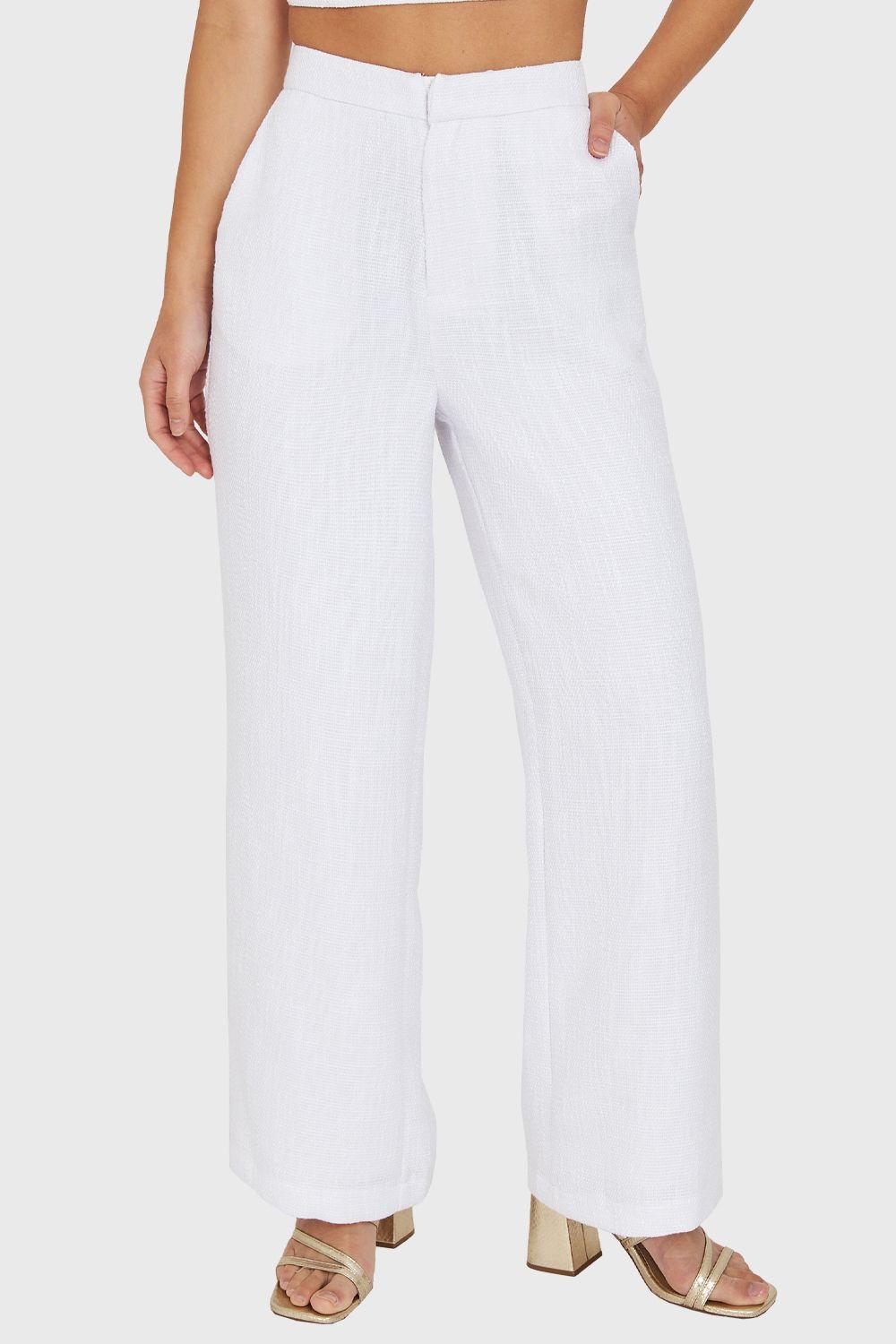 Pantalón Tiro Alto Jaspeado Blanco Nicopoly-0