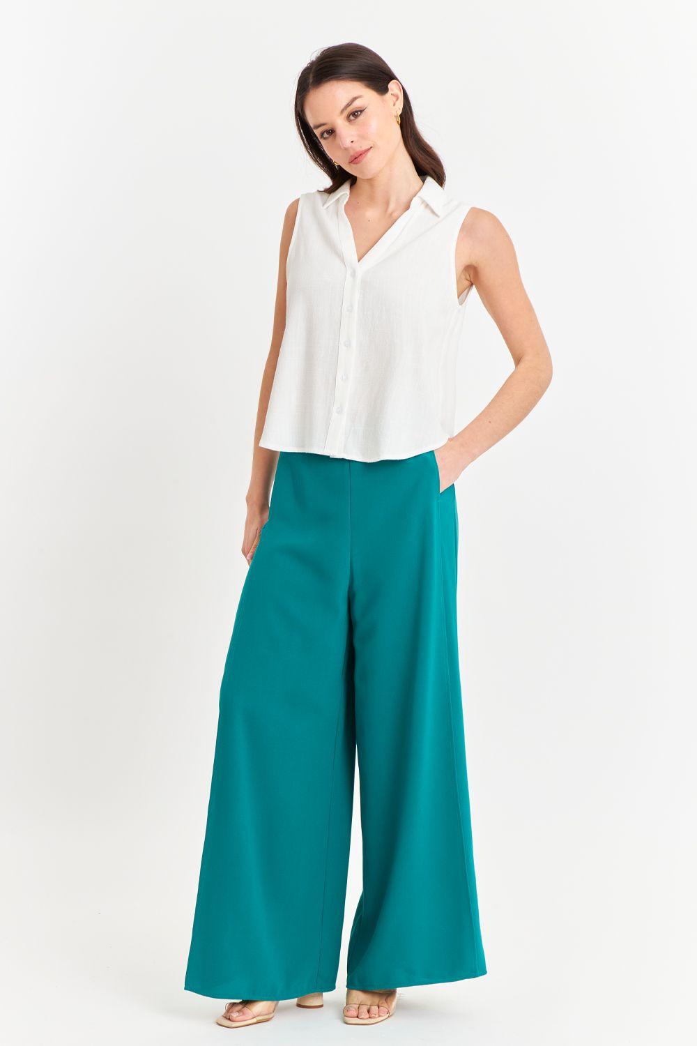 Camisa Sin Mangas Tipo Lino Blanco Nicopoly-1