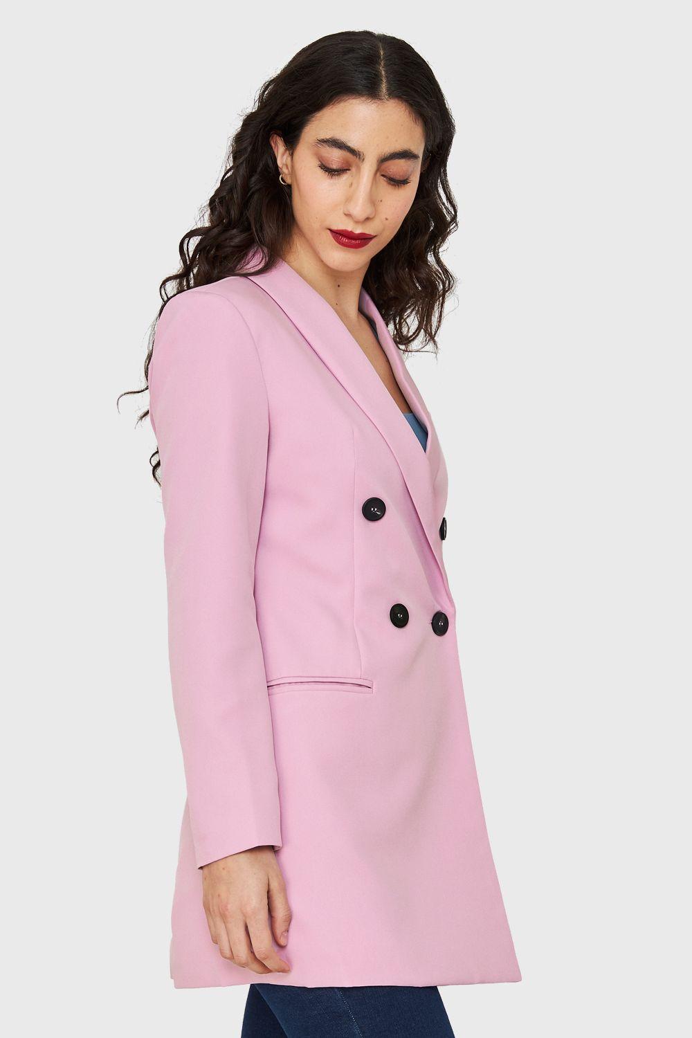 Blazer Largo Cuatro Botones Malva Nicopoly-2