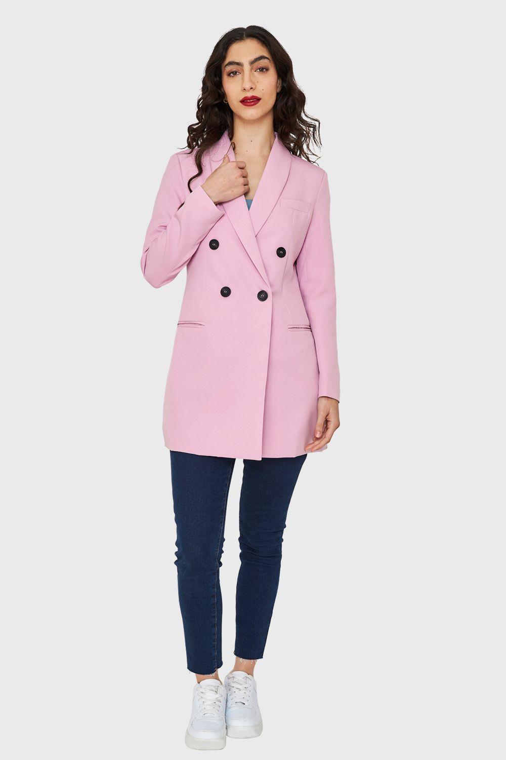 Blazer Largo Cuatro Botones Malva Nicopoly-1