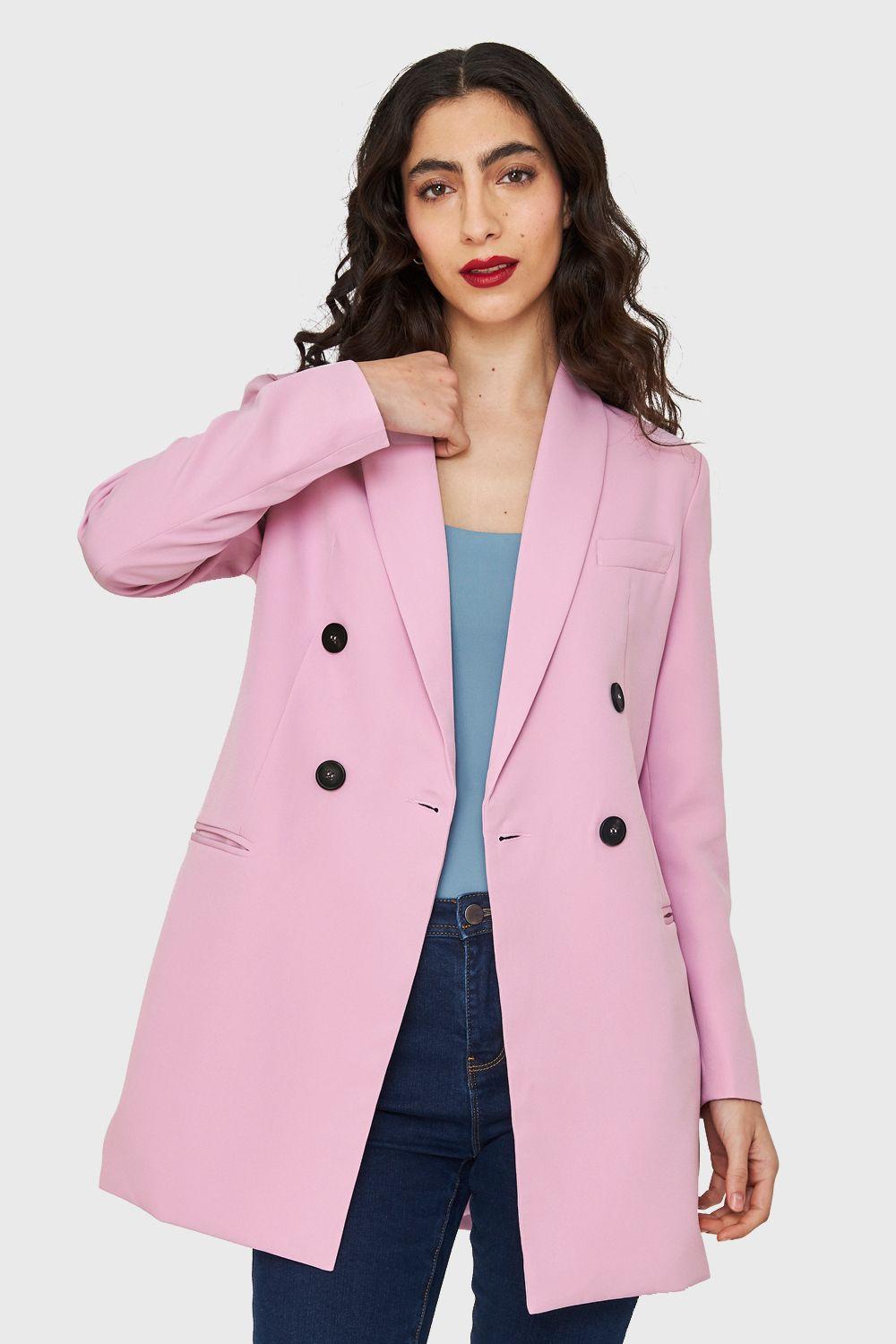 Blazer Largo Cuatro Botones Malva Nicopoly-4
