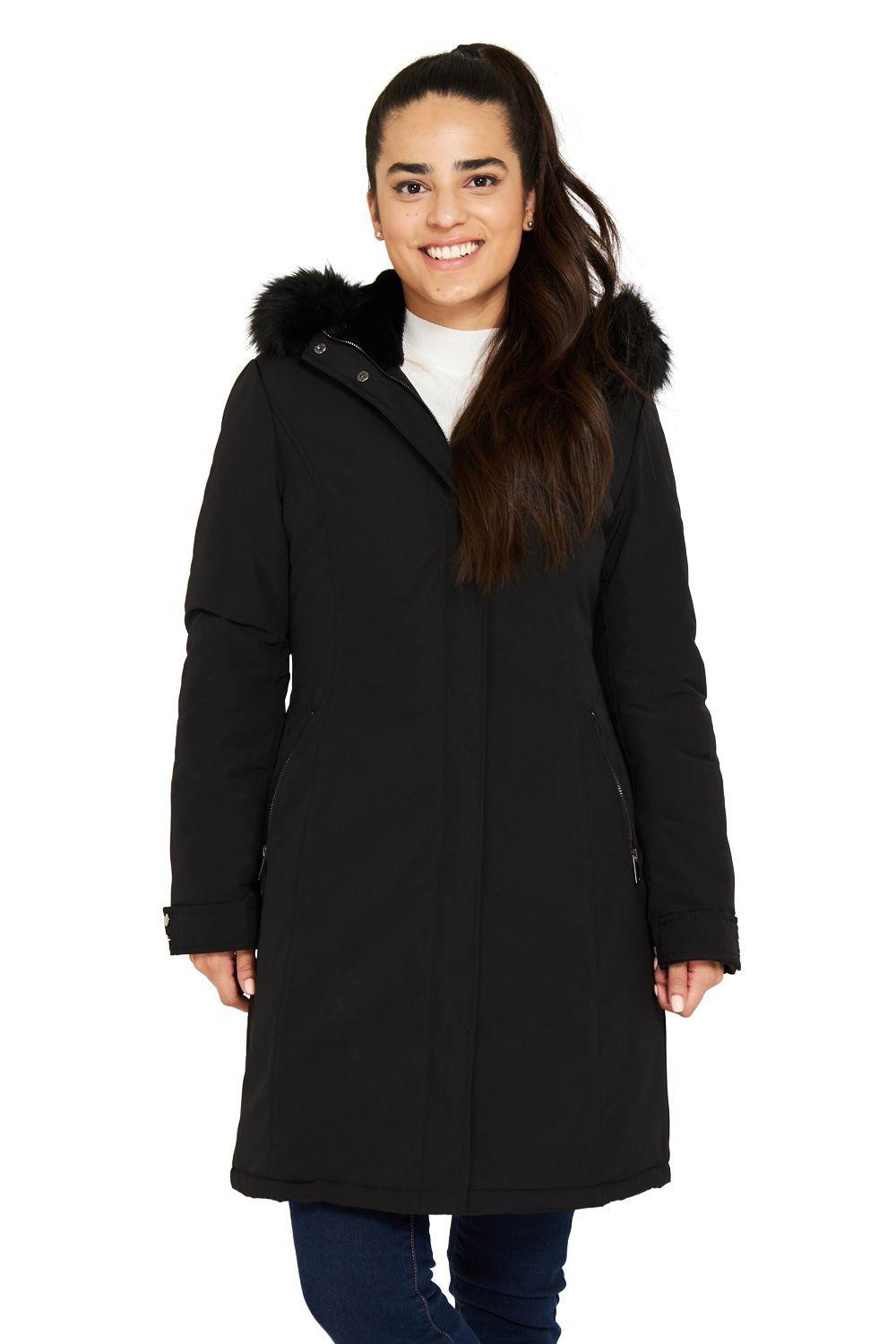 Parka Larga Pelo Desmontable Negro Nicopoly-1