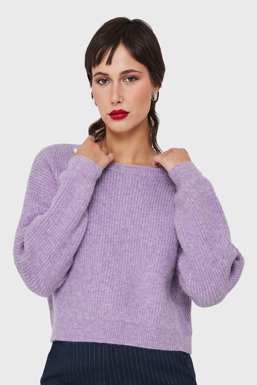 Sweater Crop Acanalado Lila Nicopoly-4