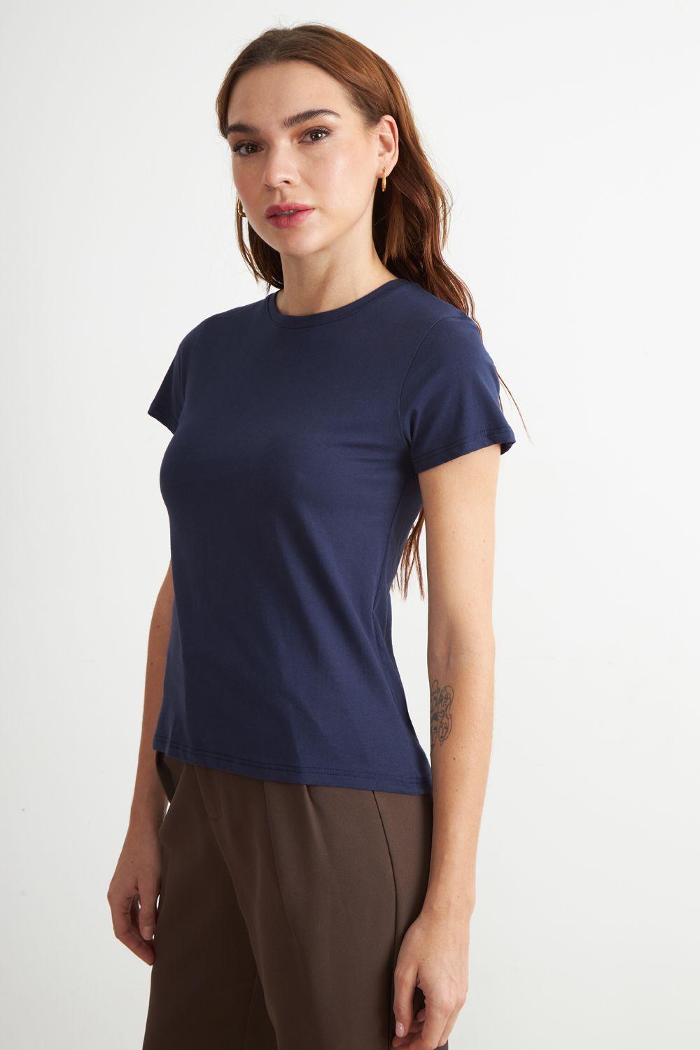 Polera Básica Cuello Redondo Azul Marino Nicopoly-2