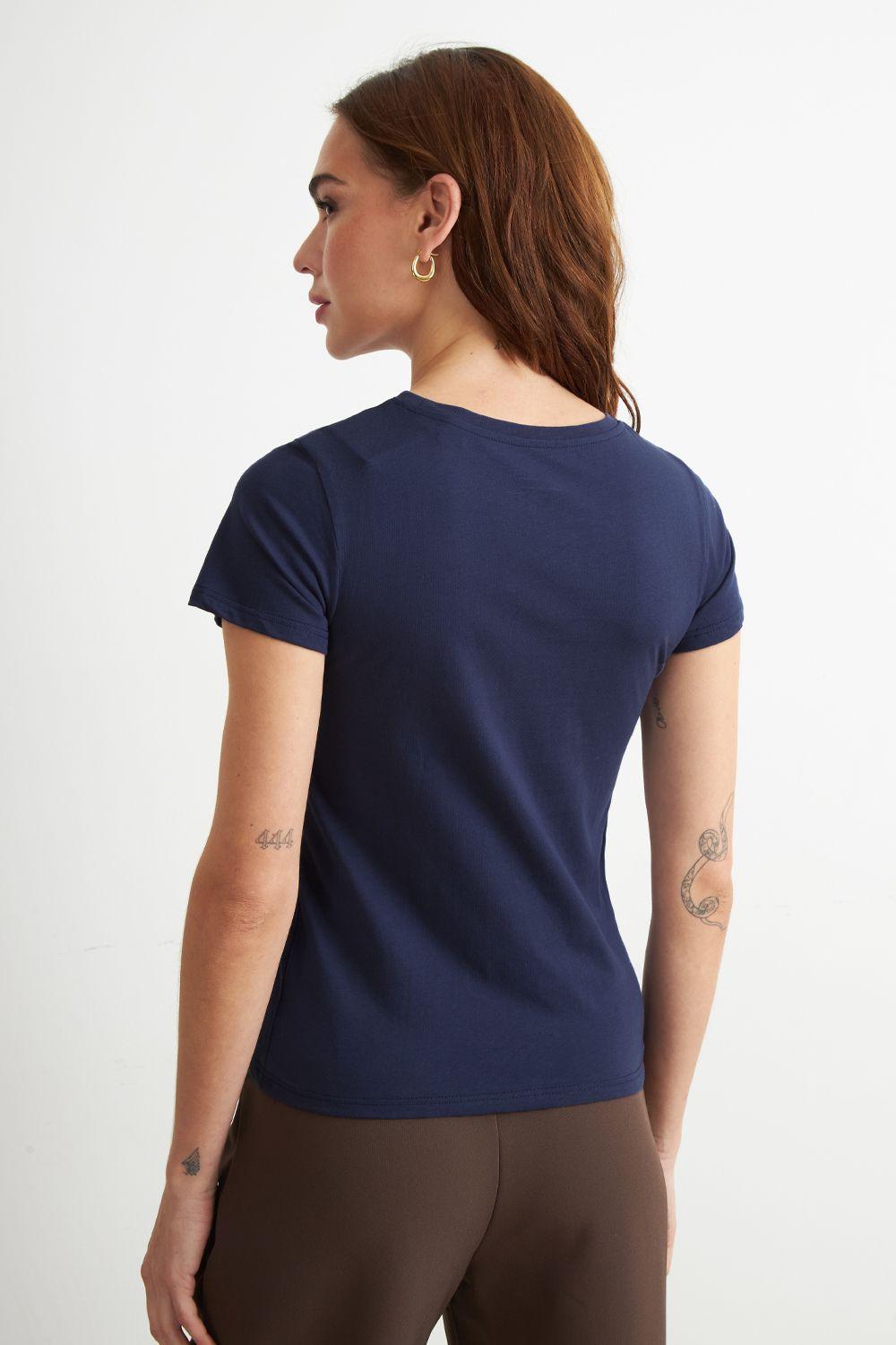 Polera Básica Cuello Redondo Azul Marino Nicopoly-3