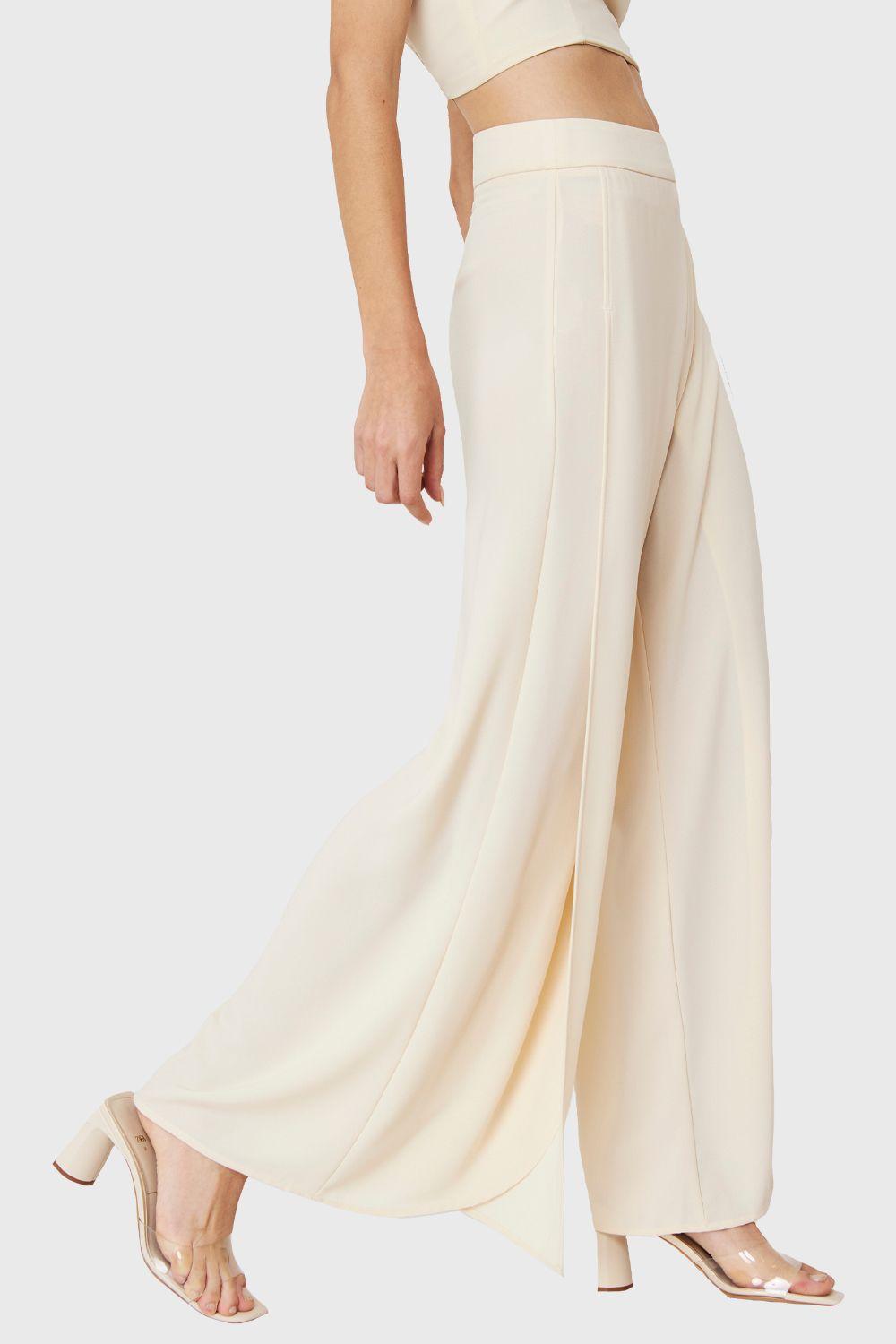 Pantalón Palazzo Crema Nicopoly-2